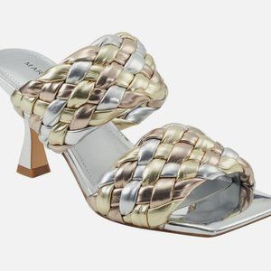 NEW Marc Fisher Toree Dressy Slide Metallic Sandals Gold/Silver/Bronze Size 9
